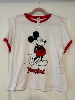Disney White & Red Mickey Mouse Ringer Tee